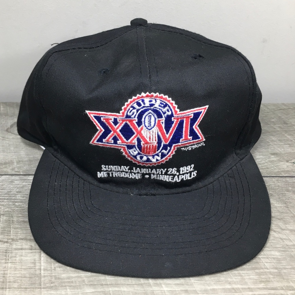 Vintage NOS 90s American Needle Super Bowl XXVI NFL Black Snapback Hat Cap